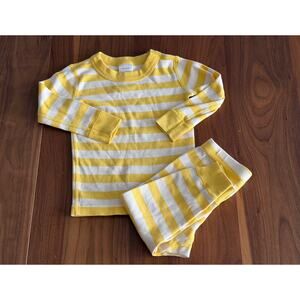 Hanna Andersson Warm Sun Yellow Stripe Organic Long John Pajama Set Size 2T